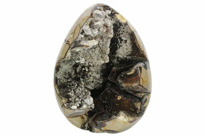 Septarian Dragon Egg Geode - Black Crystals #123049